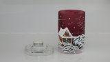 Christmas Decorated Glass Cylinder for Tea Light Claret Lux 02