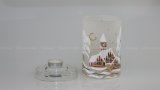 Christmas Decorated Glass Cylinder for Tea Light White Class 01