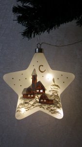 Christmas Decorated Hand Painted and LED illuminated Star White Class 01