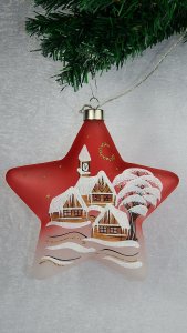 Christmas Decorated Hand Painted and LED illuminated Star Red Class 01