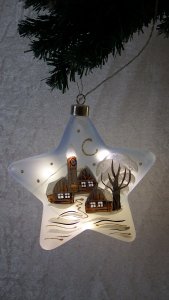 Christmas Decorated Hand Painted and LED illuminated Star Light Blue Class 01