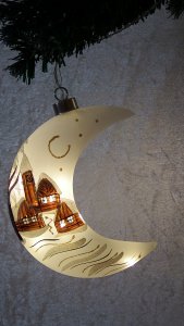 Christmas Decorated Hand Painted and LED illuminated Moon White Class 01