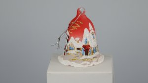 Red Christmas Hand Painted Glass Bell