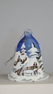Blue Christmas Hand Painted Glass Bell