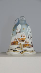 Light Blue Christmas Hand Painted Glass Bell