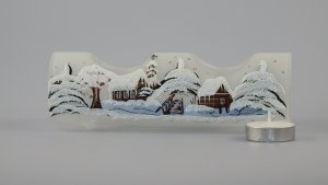 Christmas Hand Painted Glass Tube for 2 Tealights White Sc 02