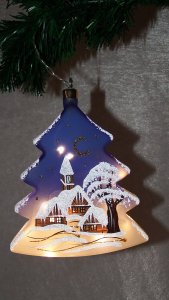 Christmas Decorated Hand Painted and LED illuminated Christmas Tree Blue Class 01