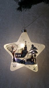 Christmas Decorated Hand Painted and LED illuminated Star White Sc 02
