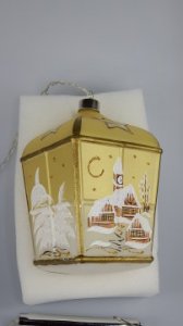 Christmas Decorated LED Glass Lantern Gold Class 01