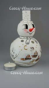 Snowman Tealight Holder - White